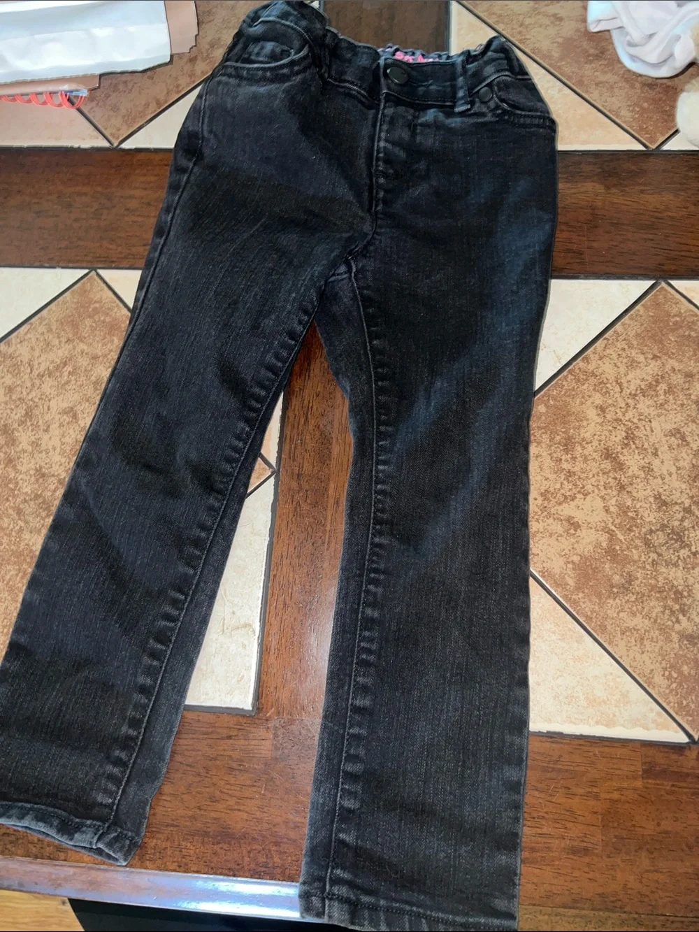 The Children's Place Girls' Black Skinny Jeans with Pink Waistband Detail